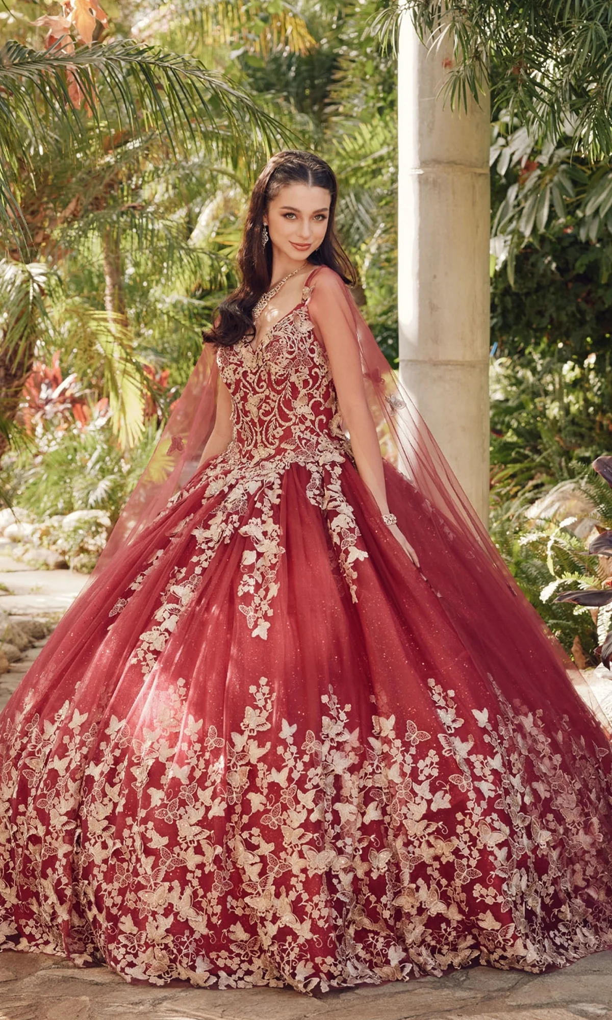 Juliet 1442 Quinceañera Dress with Sheer Cape - Image 7