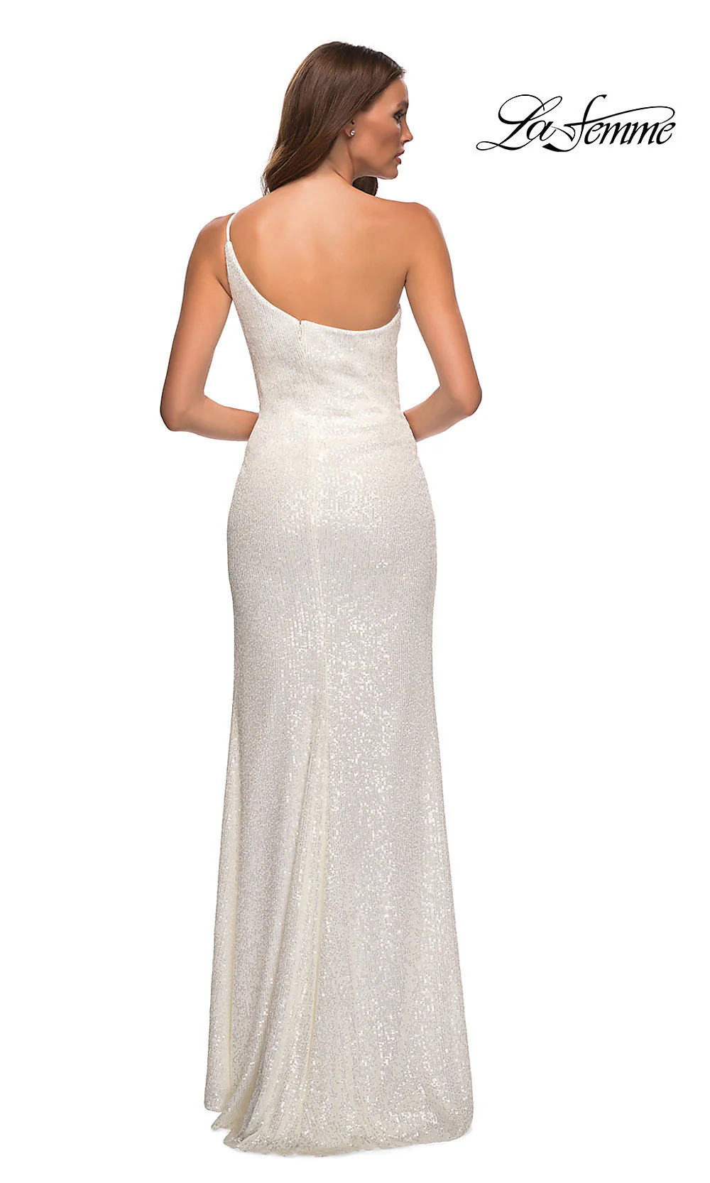 Long Sequin One-Shoulder Prom Dress by La Femme - Image 7