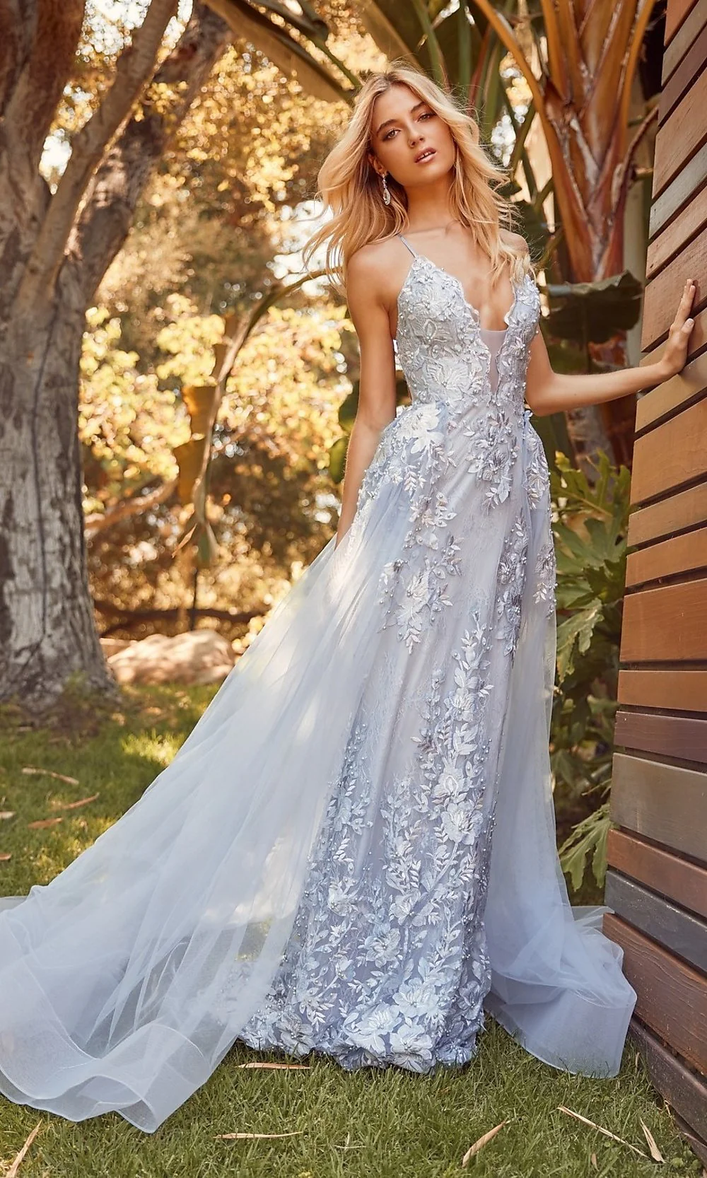 Long Lace Prom Dress with Removable Tulle Skirt - Image 3